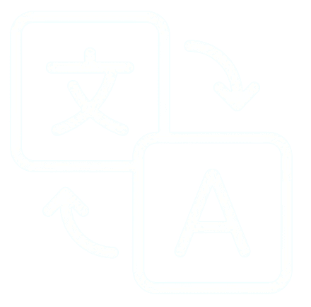 Language translation icon with bidirectional arrows